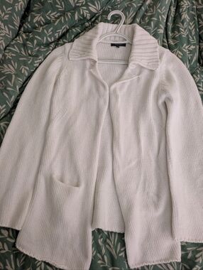 Terre Mer Ladies White Open Cotton Cardigan